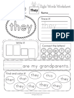 They Sight Word Worksheet
