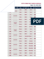 Fifth Form Past Paper Schedule 2023 2024