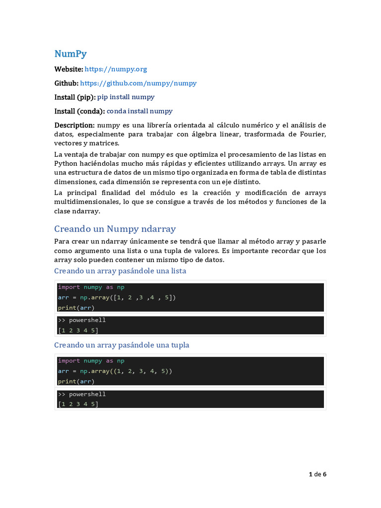 Numpy | Descargar gratis PDF | Ciencias de la Computación | Datos de ...