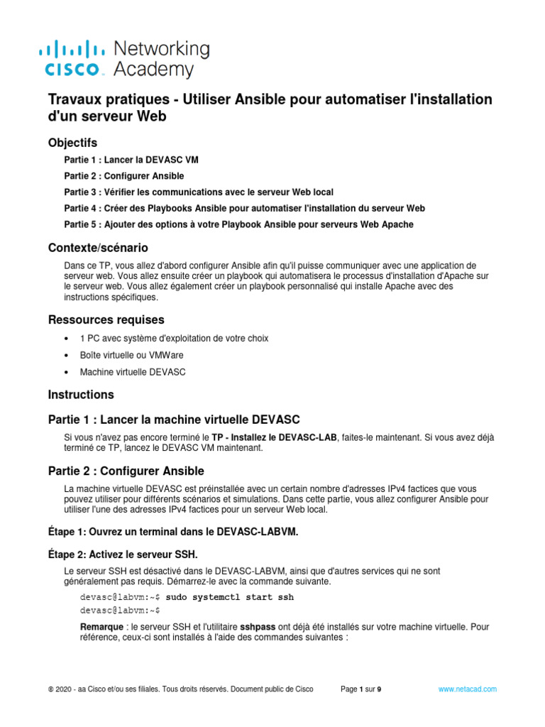 Ansible 7 : Automatisation Apache Web | PDF | Internet | Internet et Web