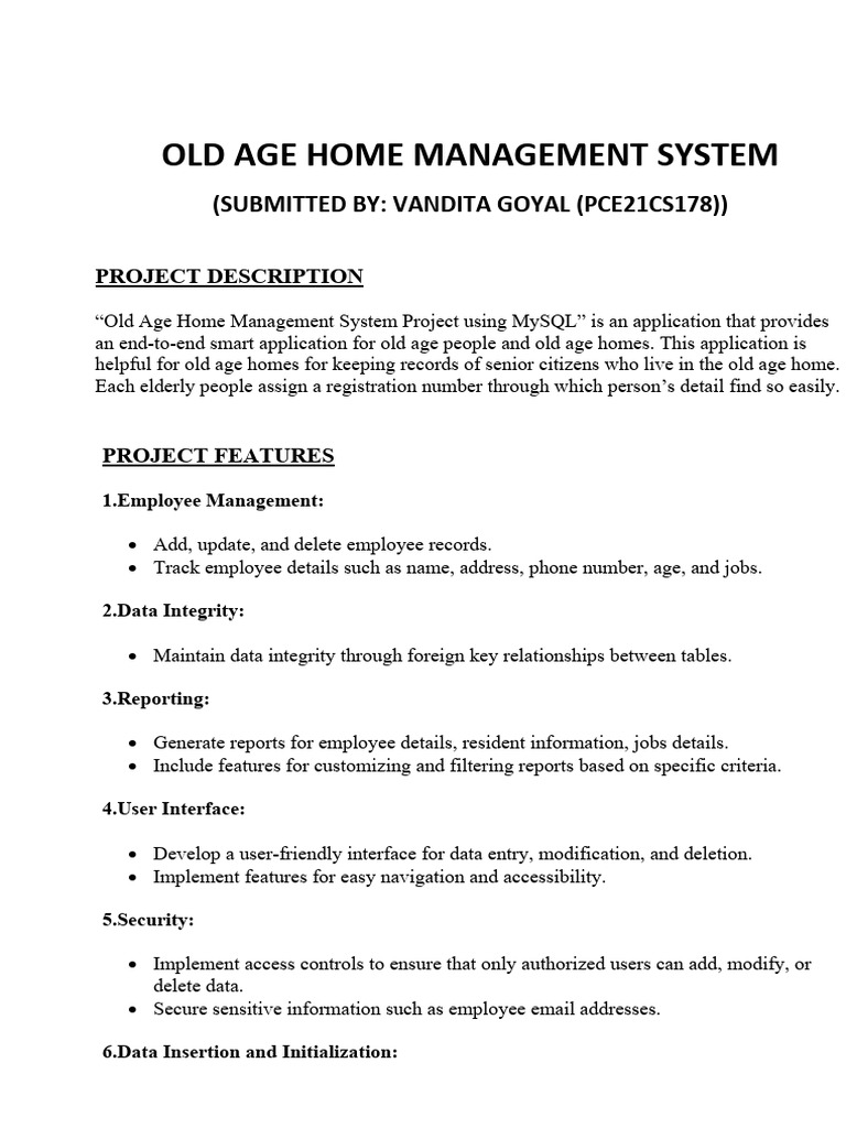 Pce21cs178 Vandita Goyal Old Age Home Management System Download Free
