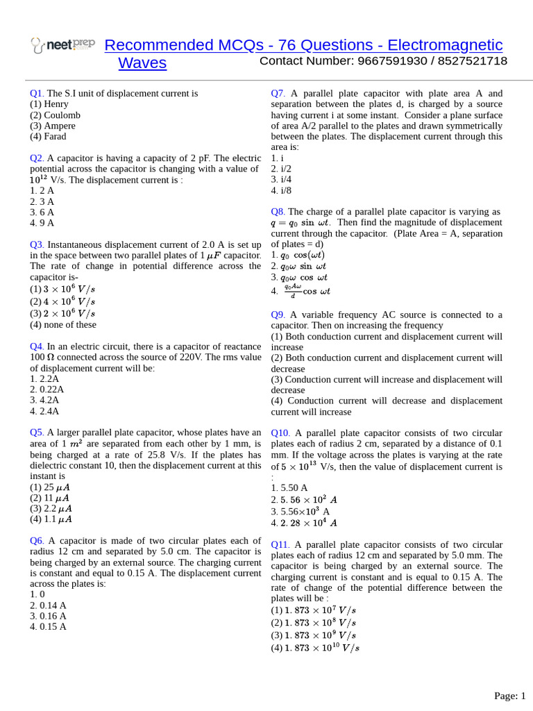 08 Electromagnetic Waves Pdf Electromagnetic Spectrum