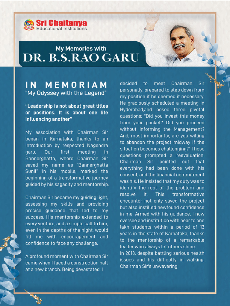 Memories of Dr. B.S. Rao Garu | PDF