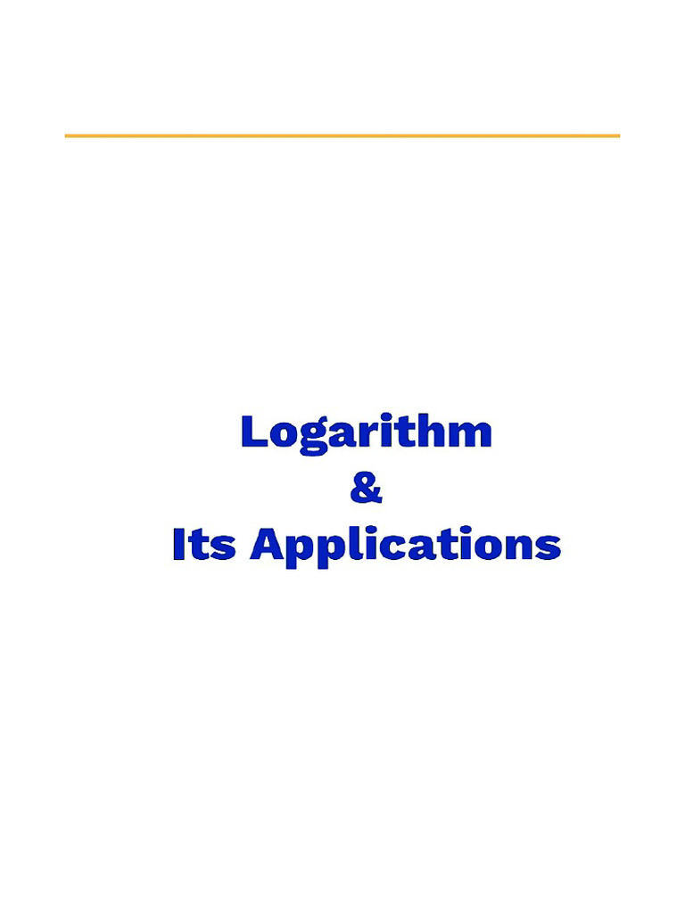 Logarithm and its applications pdf