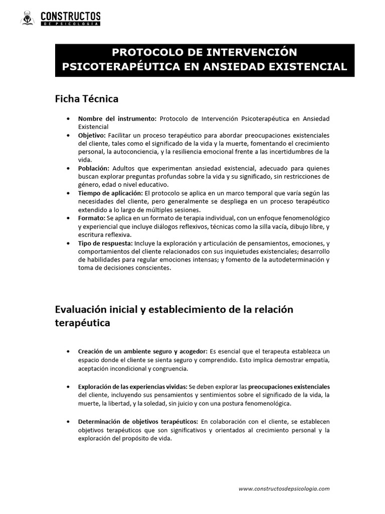 Protocolo Terapéutico para Ansiedad Existencial | PDF | Las emociones ...