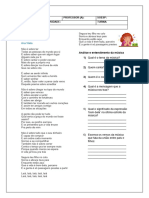 Atividade interpretaçao de texto 6º ano