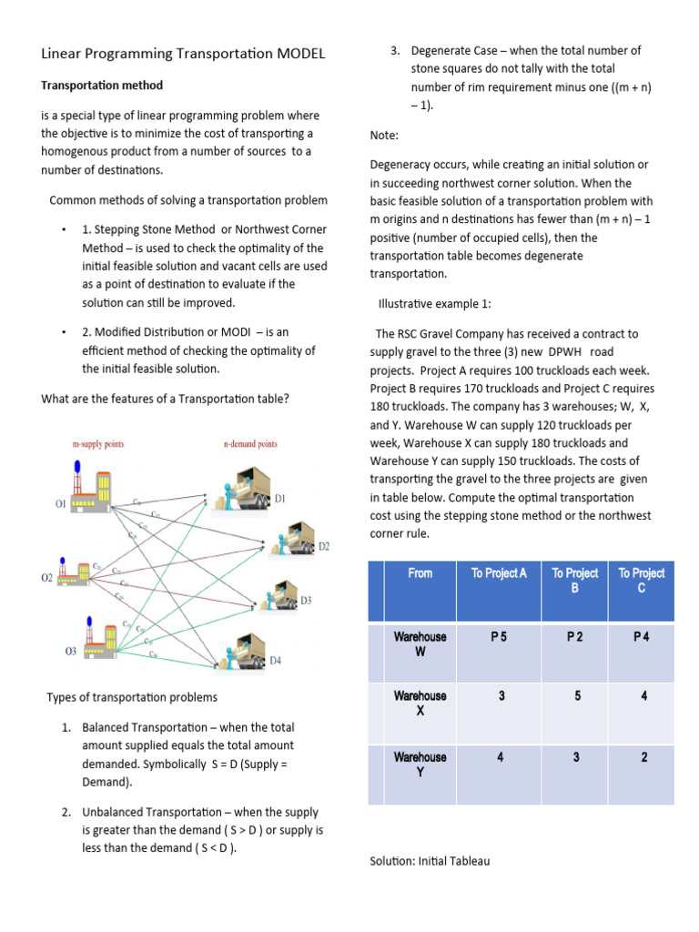 Linear Programming Transportation MODEL | Download Free PDF | Linear ...