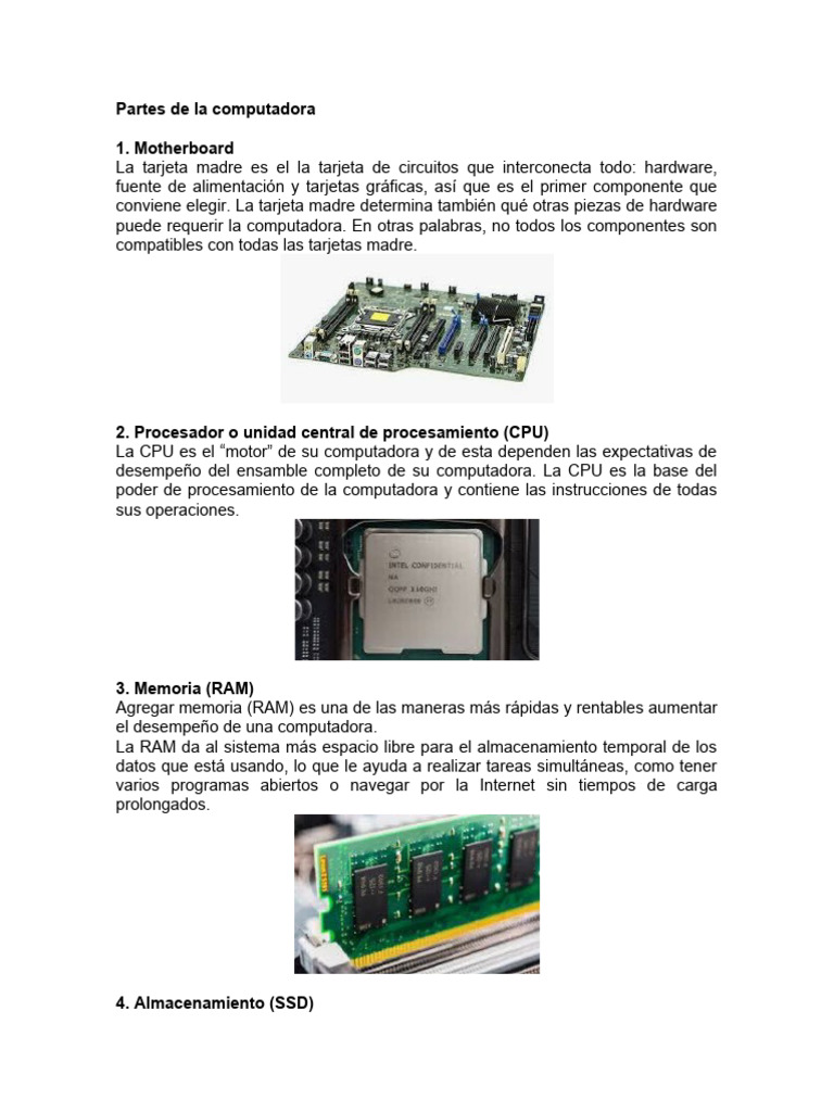 Componentes Esenciales de una Computadora | PDF | Hardware de la ...