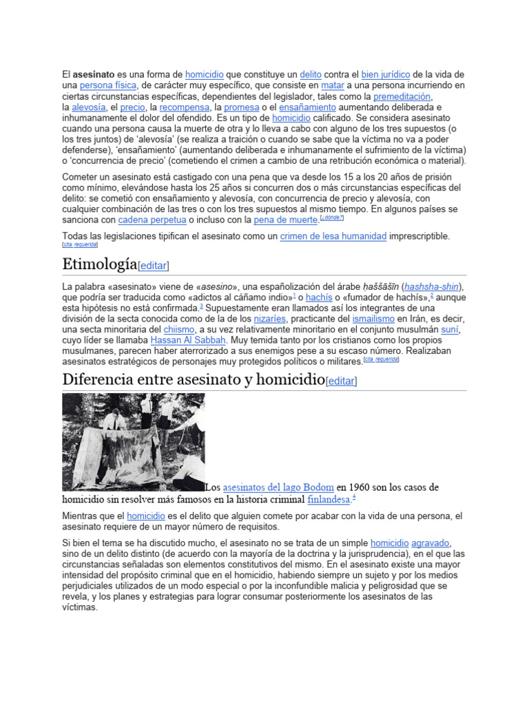 Que Es Asesinato Pdf Asesinato Crímenes