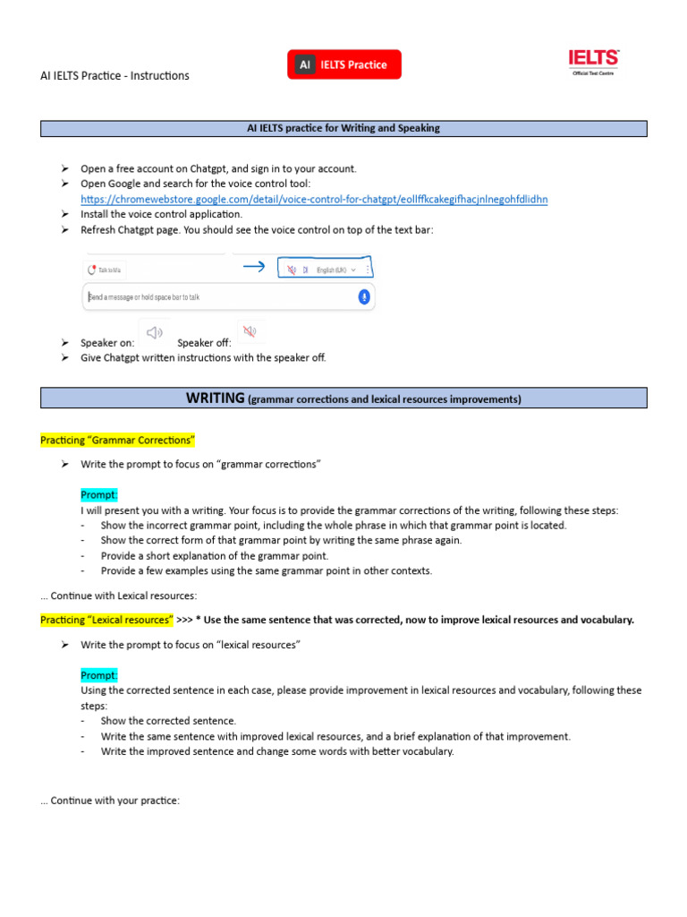 Ai Ielts Practice For Writing And Speaking Pdf Vocabulary Grammar