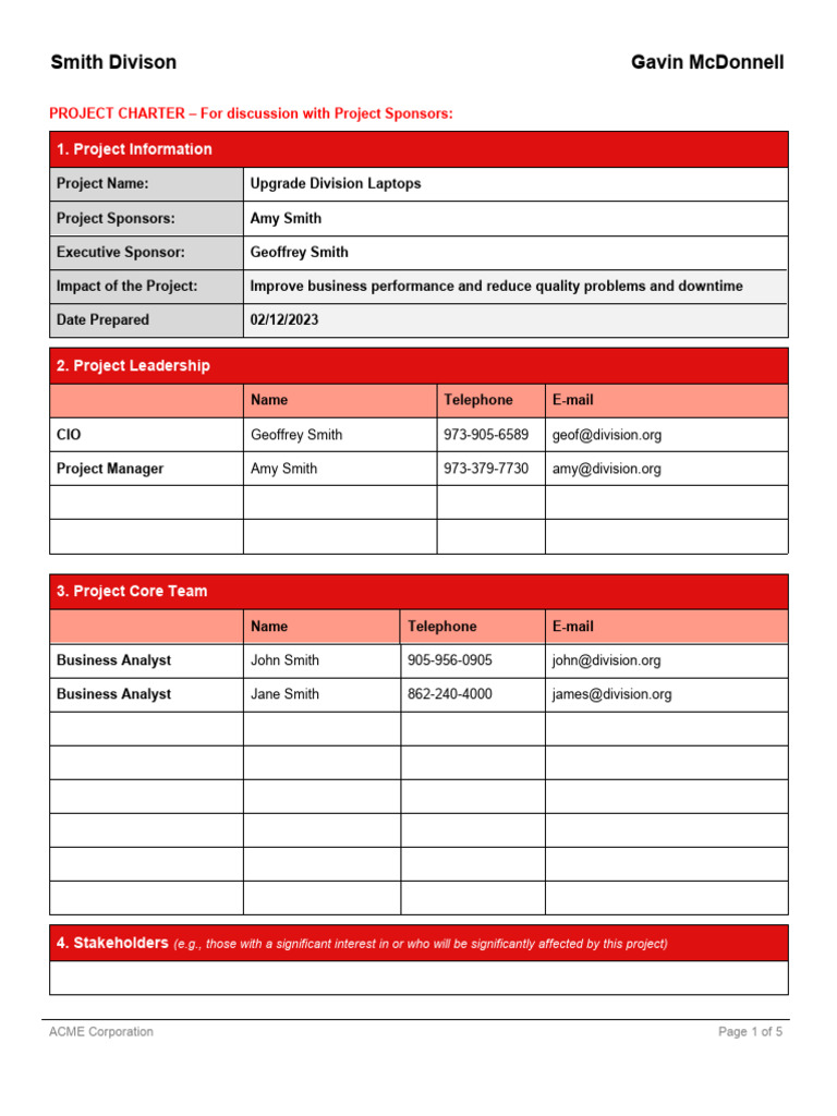 Laptop Upgrade Project Charter | PDF | Information Technology ...