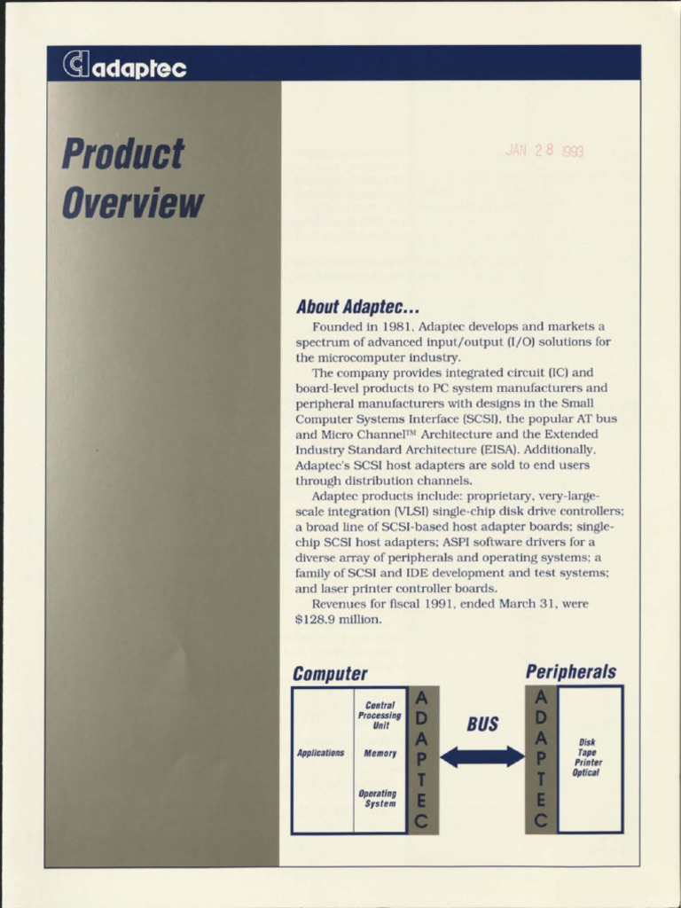Adaptec Product Overview 199202 | PDF | Personal Computers | Dos