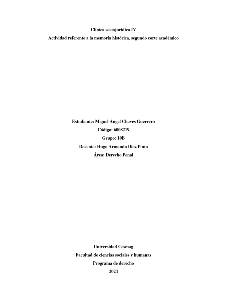 Actividad De Memoría Historíca Pdf Memoria Testimonio
