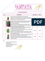 Pantata - Lista de Precios