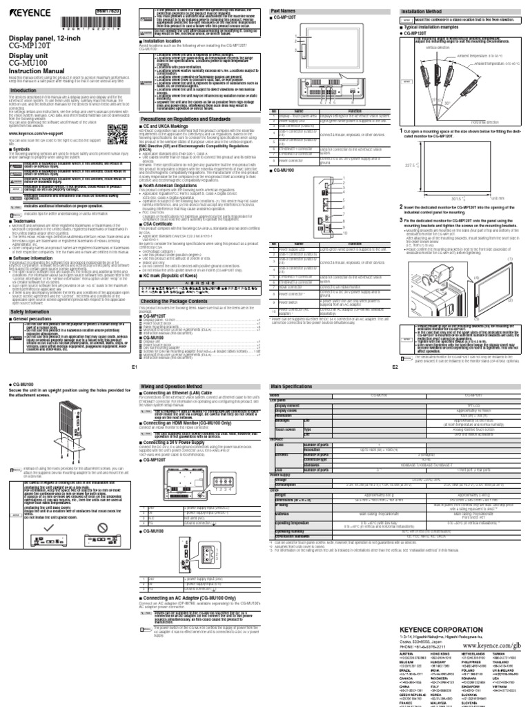 Keyence CG-MP120T Manual Overview | PDF | Usb | Electromagnetic ...