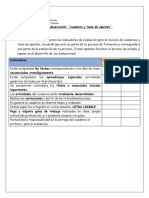 Pauta de Evaluación Formativa, Cuadernos y Apuntes.
