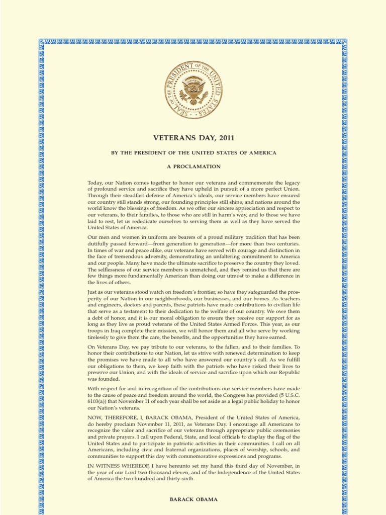 Veterans Day Proclamation PDF Veteran Government