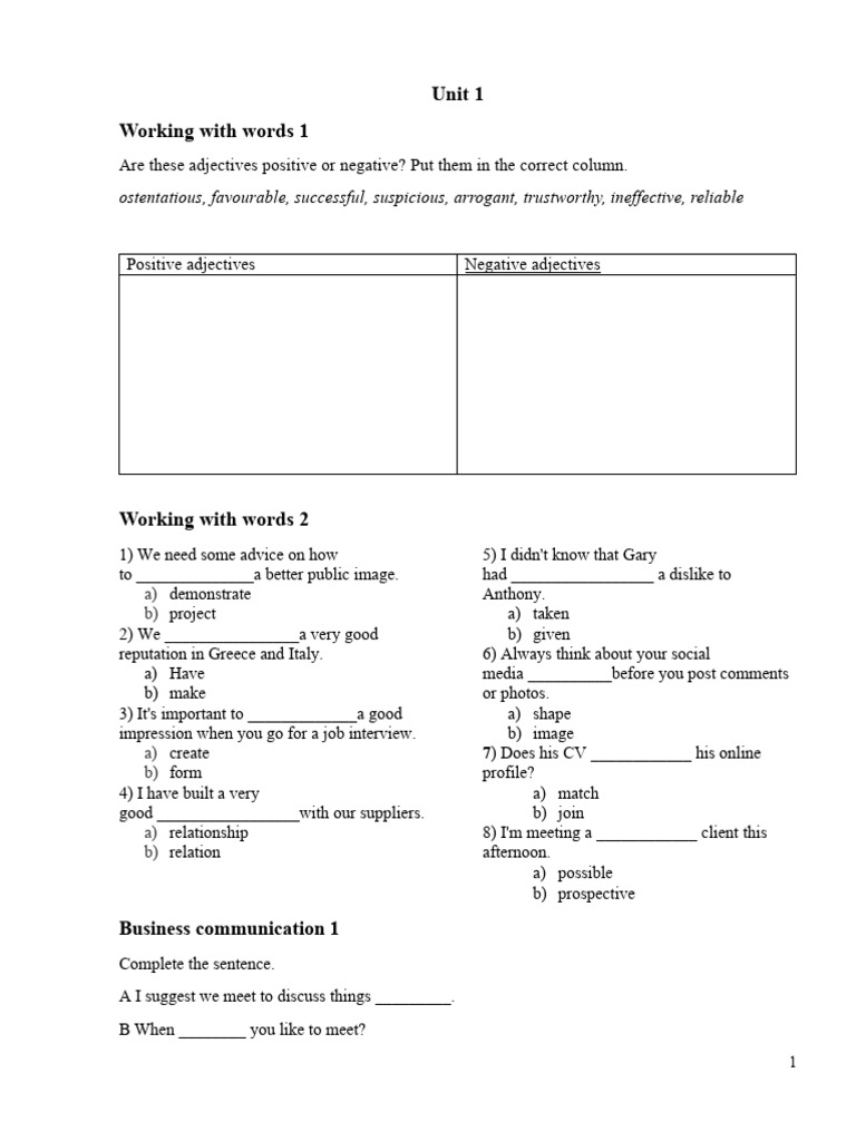 Business Result Upper Intermediate Unit 1 | PDF | Linguistics