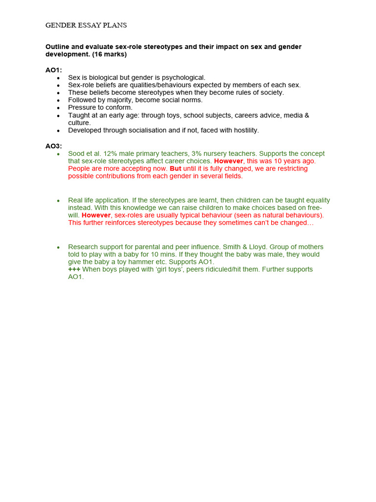 Gender Development and Stereotypes Analysis | PDF | Gender Role | Gender