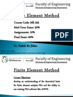 Course Code: ME 505 Med-Term Exam: 30% Assignments: 10% Final Exam: 60% Dr. Hafeth Bu Jldain