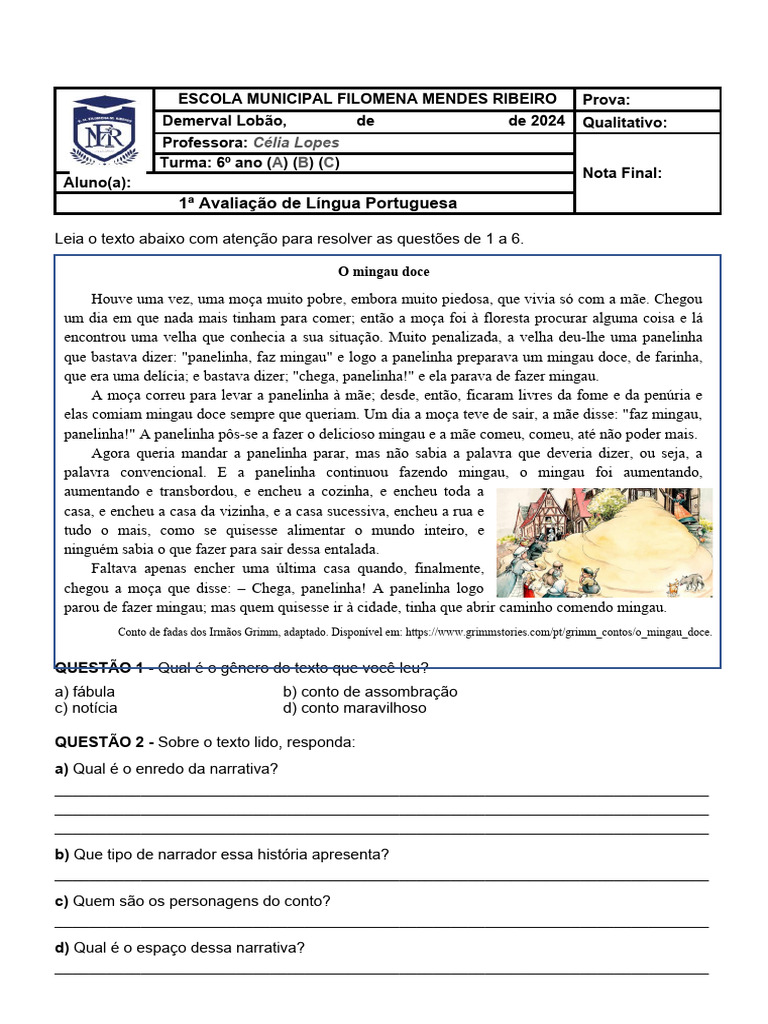 Atividades sobre o Conto Maravilhoso | PDF | Contos | Narrativa