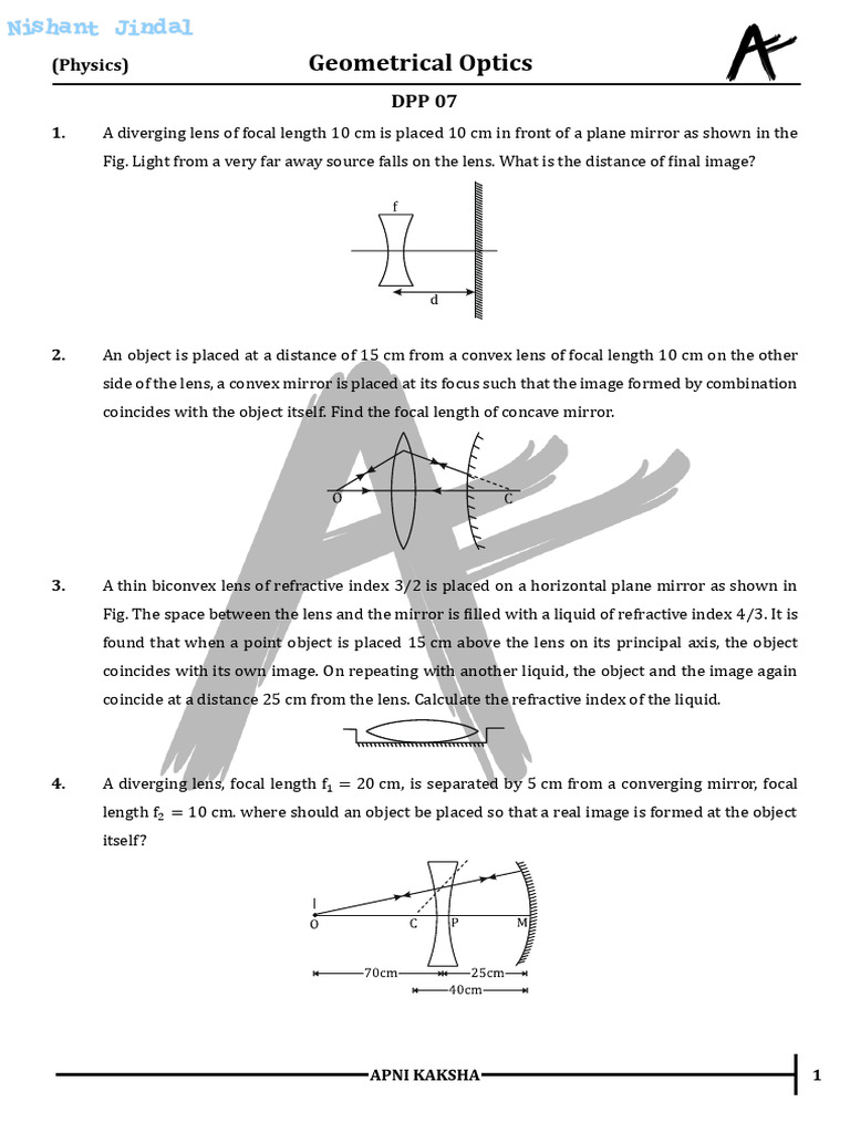 Geometrical Optics Problems and Solutions | PDF | Optics ...