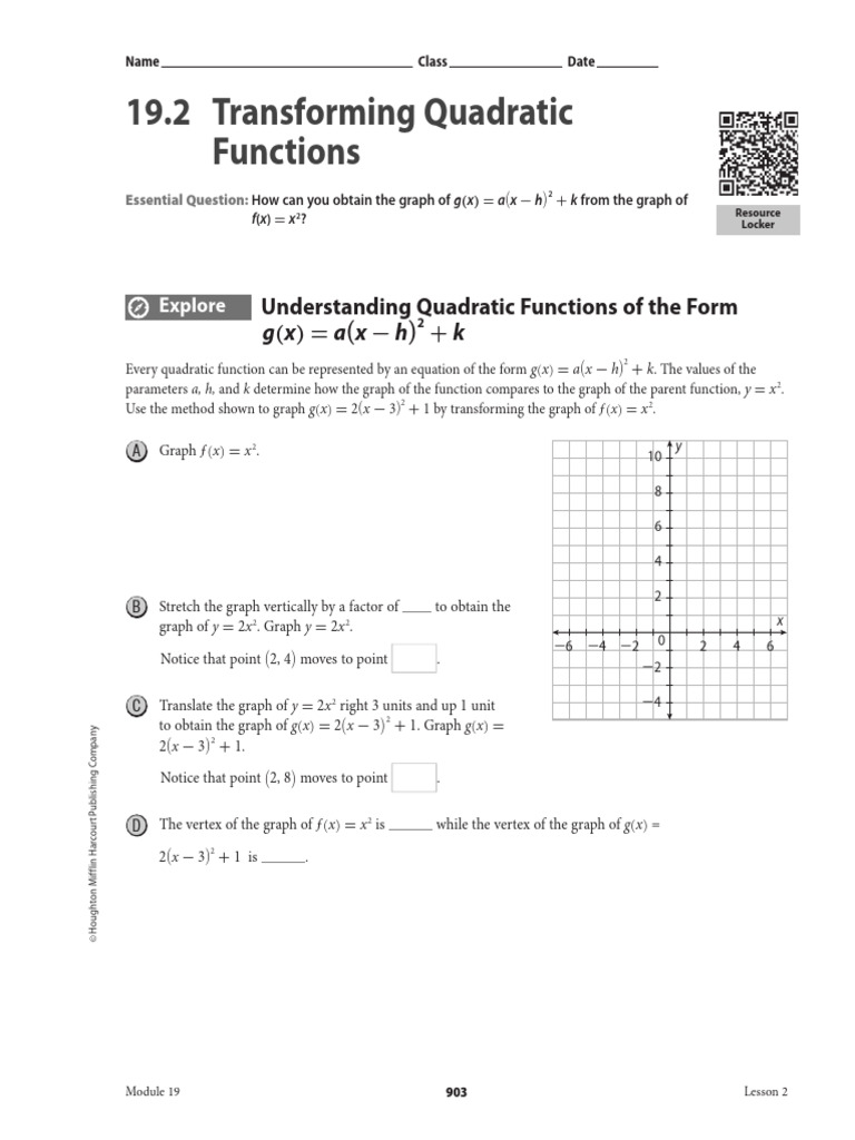 Transforming Quadratic Functions Guide | PDF | Vertex (Graph Theory ...