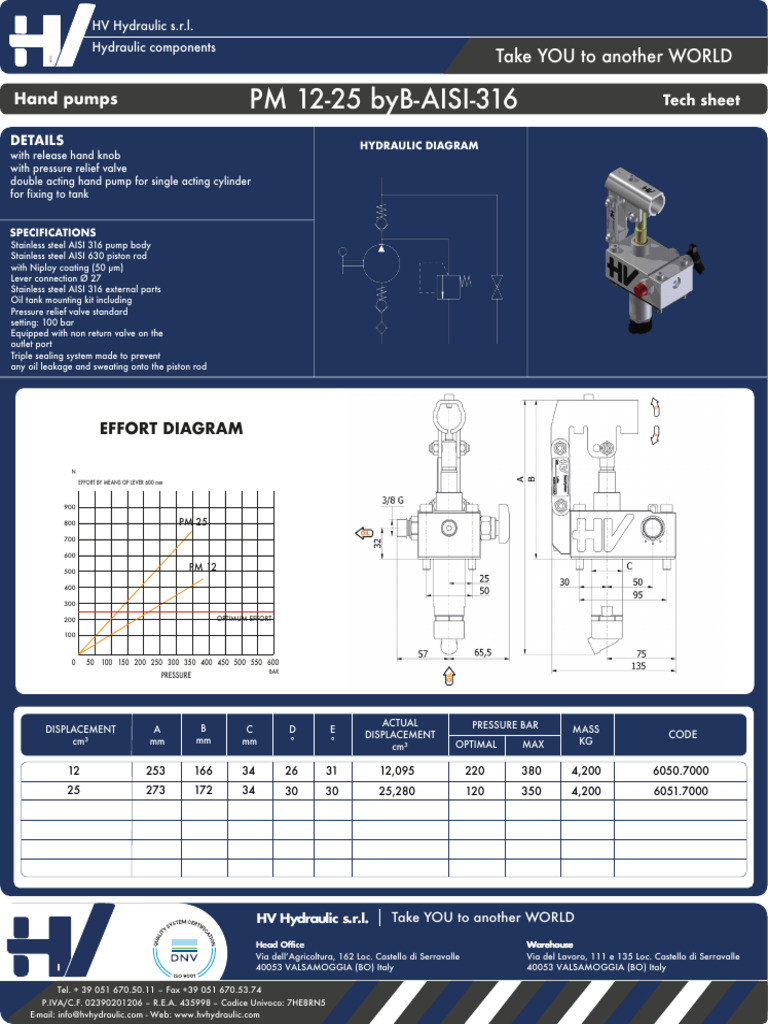 Hydraulic Hand Pump Specifications | PDF | Engines | Gas Technologies
