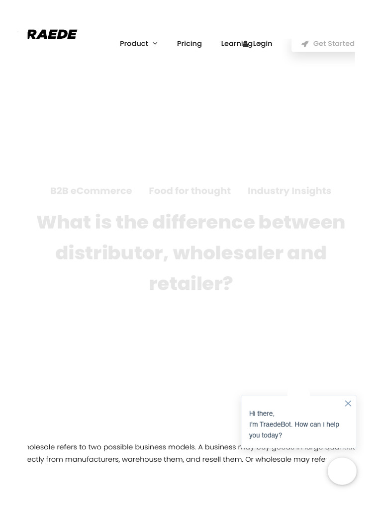 What is the difference between distributor, wholesaler and retailer_ Traede PDF E Commerce