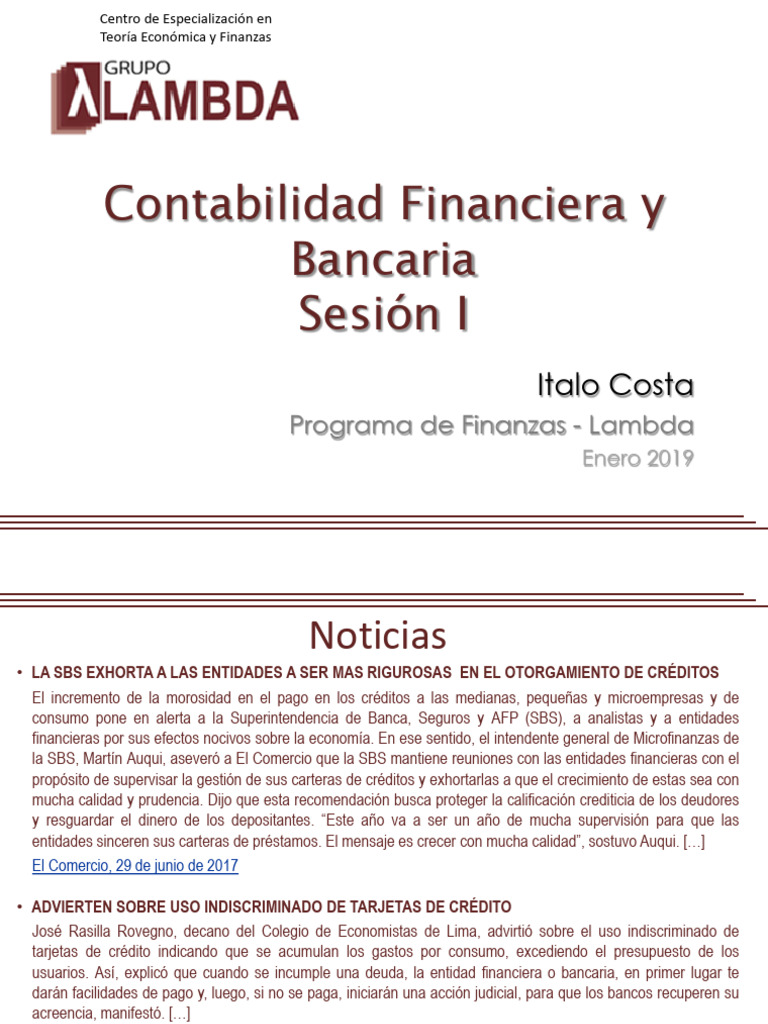Sesión I - Cont. Financiera y Bancaria | PDF | Contabilidad ...