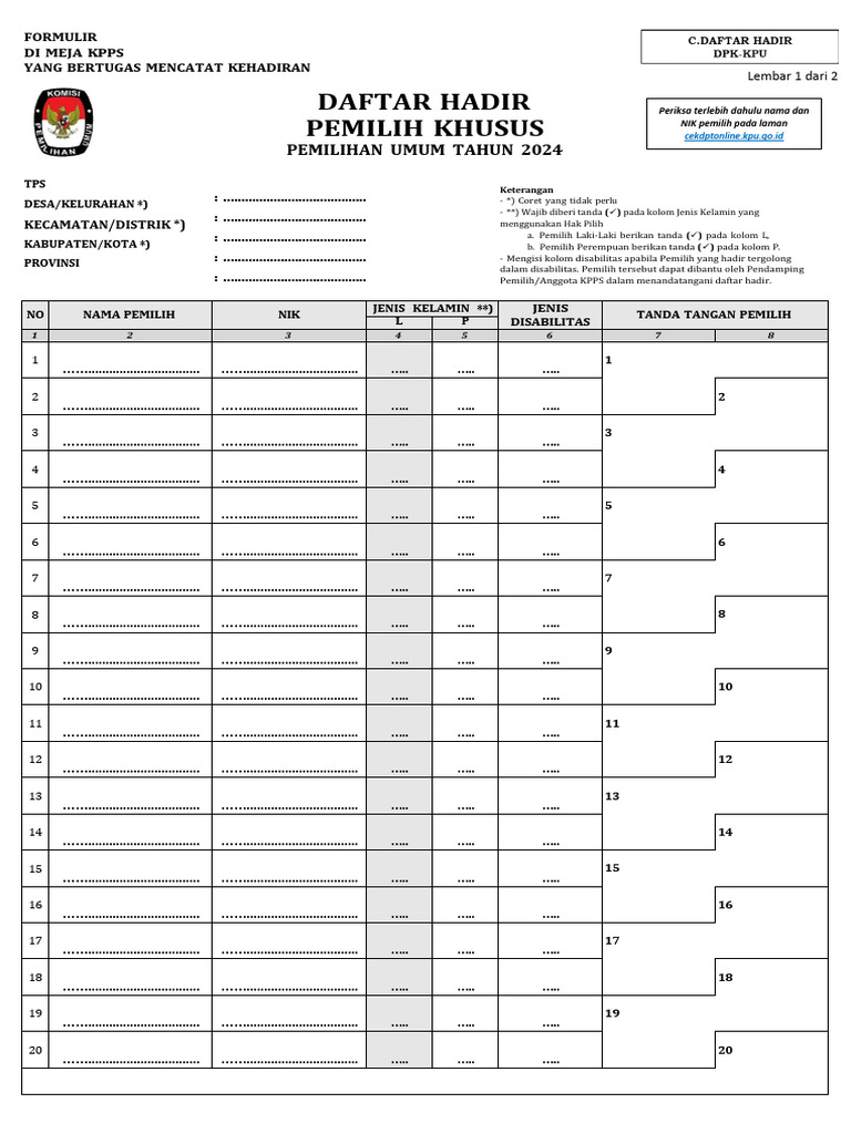 7.3 C.daftar Hadir DPK (Print) | PDF