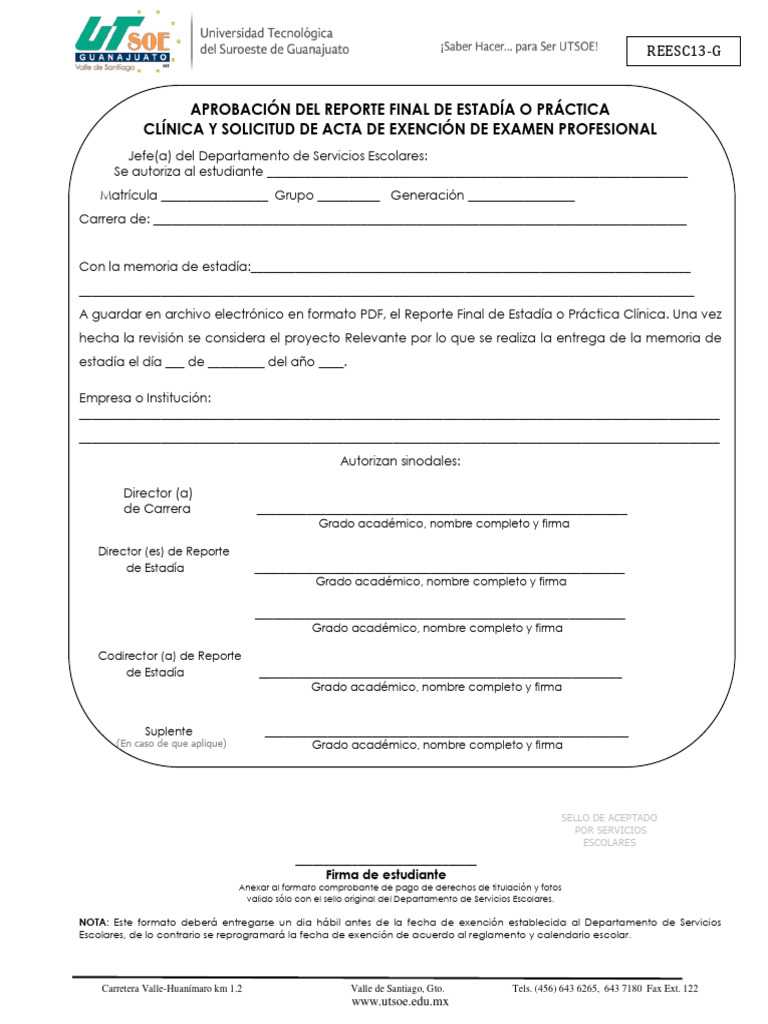 Aprobaci n De Reporte De Estad a Y Exenci n PDF Crecimiento 