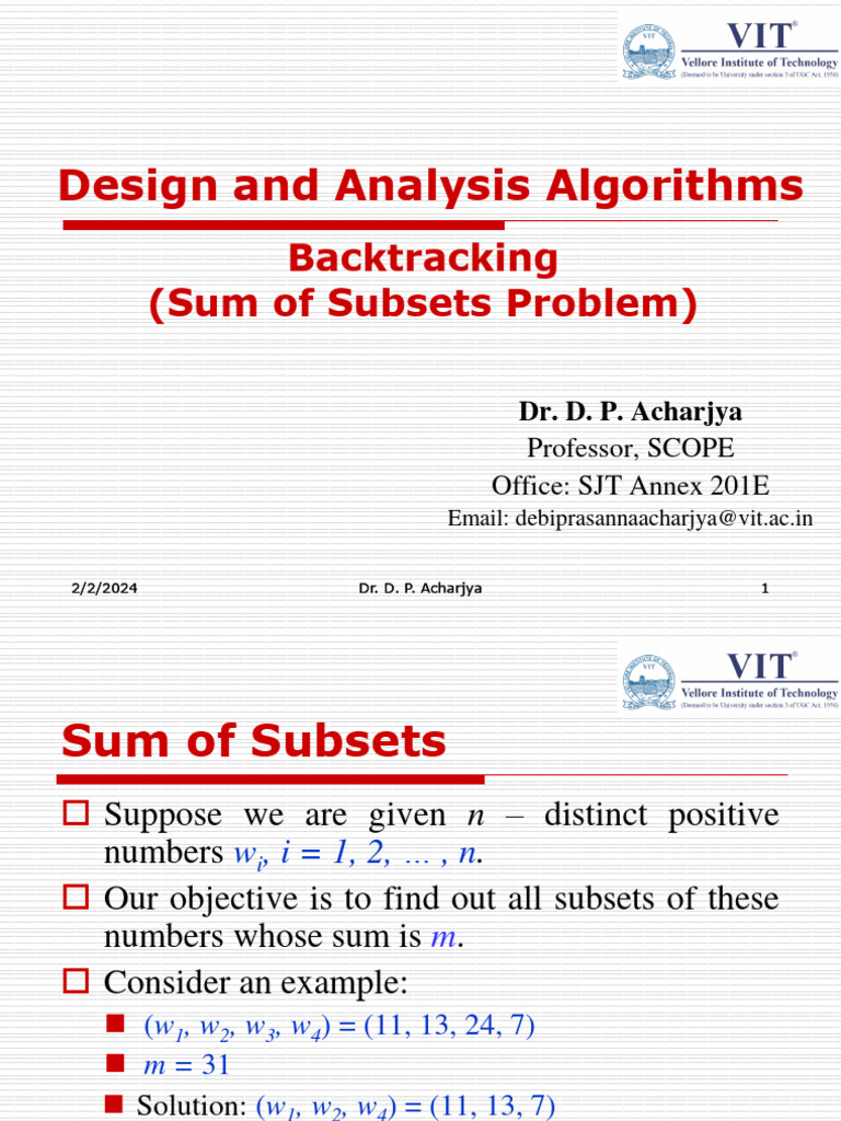 8 Backtracking - Sum of Subsets | PDF | Mathematical Concepts | Applied ...