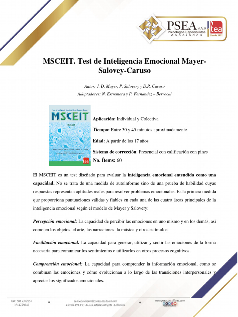 Test MSCEIT de Inteligencia Emocional | PDF