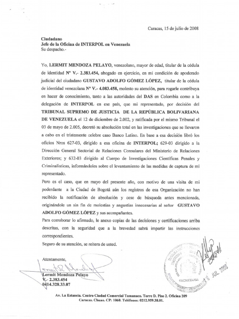 Documento Interpol 2008 Caso BL | PDF