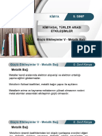 Kimya: Kimyasal Türler Arasi Etkileşimler Güçlü Etkileşimler V - Metalik Bağ