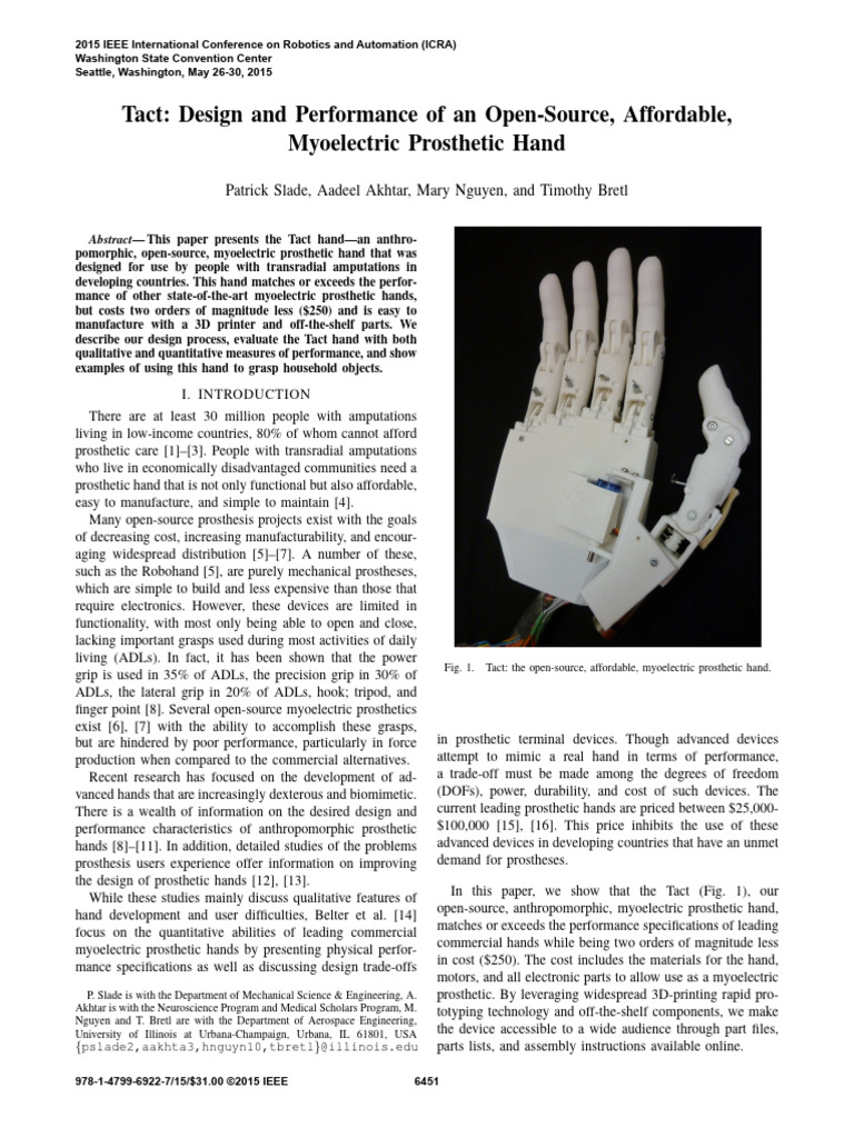 Slade 2015 | PDF | Prosthesis | Actuator