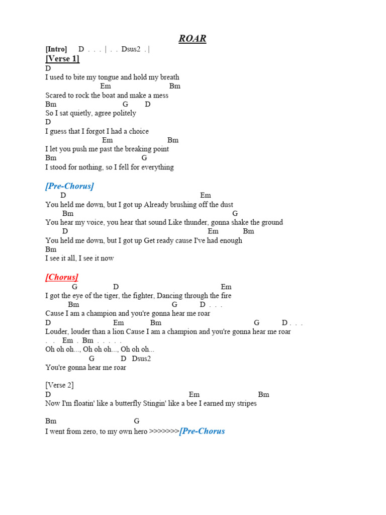Roar Pdf Song Structure Popular Music