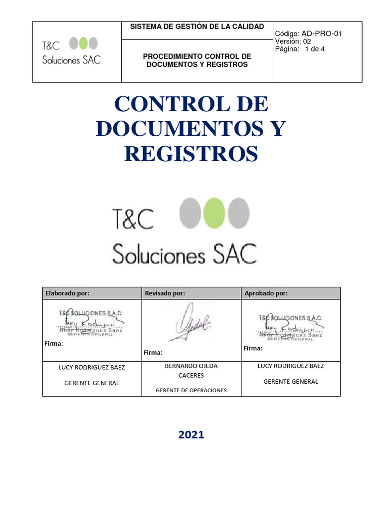 Control de Documentos y Registros SGC | PDF | Sistema de manejo de ...