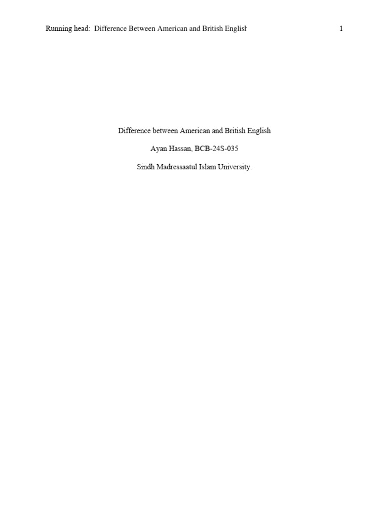 Difference Between British and American English | PDF | English ...