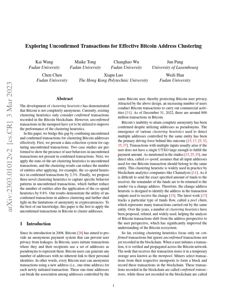 Exploring unconfirmed transactions for effective bitcoin address