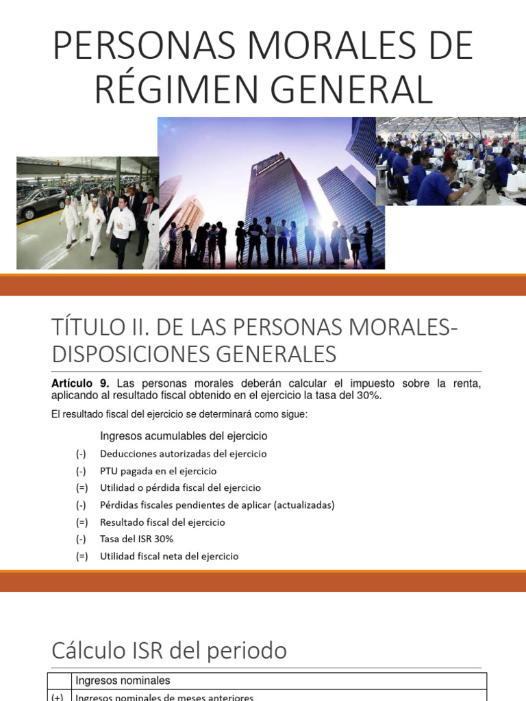 Cálculo del ISR para Personas Morales | PDF | Impuesto sobre la renta ...