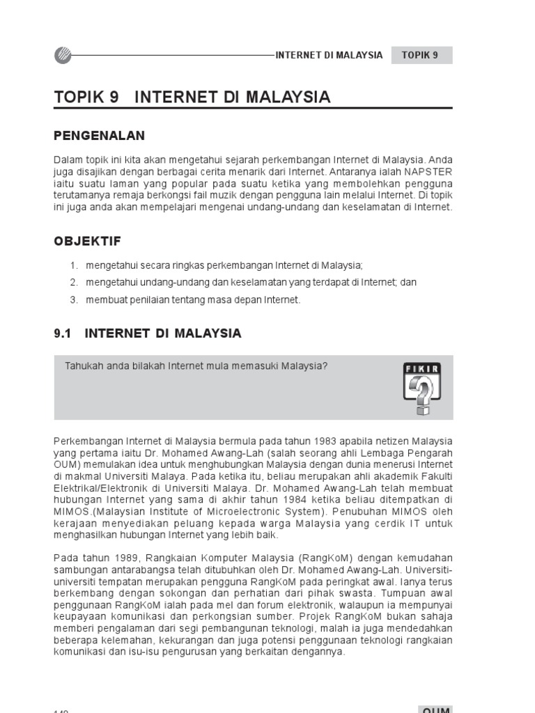 Topik 09 Internet Di Malaysia  PDF