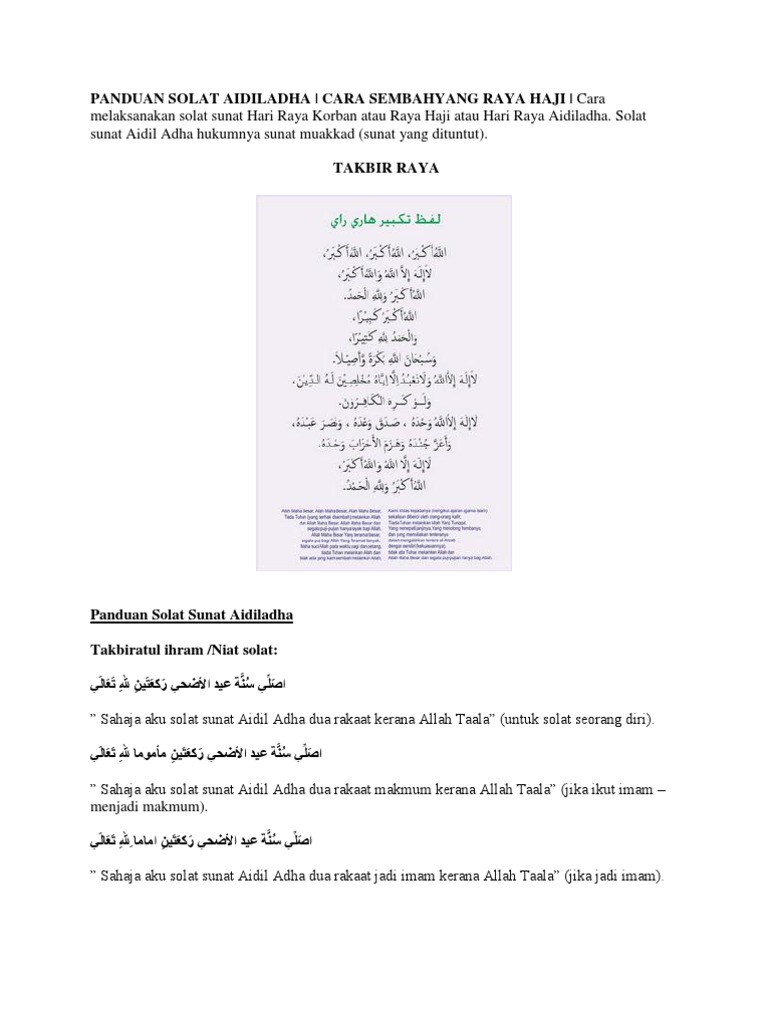 Panduan Solat Aidiladha Pdf