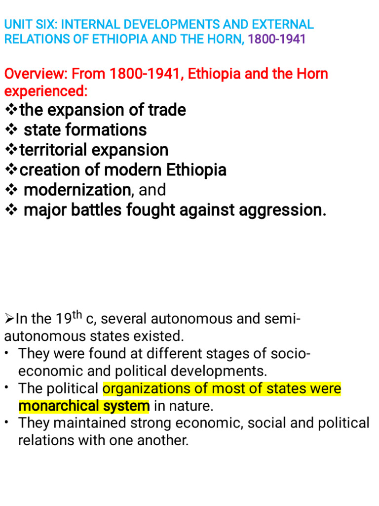 Ethiopia and the Horn: 1800-1941 Overview | PDF | Ethiopia
