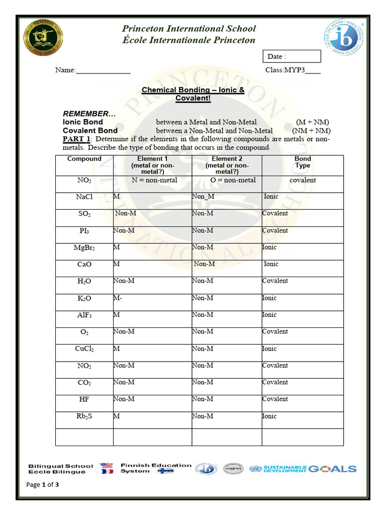 Extra Sheet Chemical Bonding Answer | PDF | Chemical Bond | Chemical ...