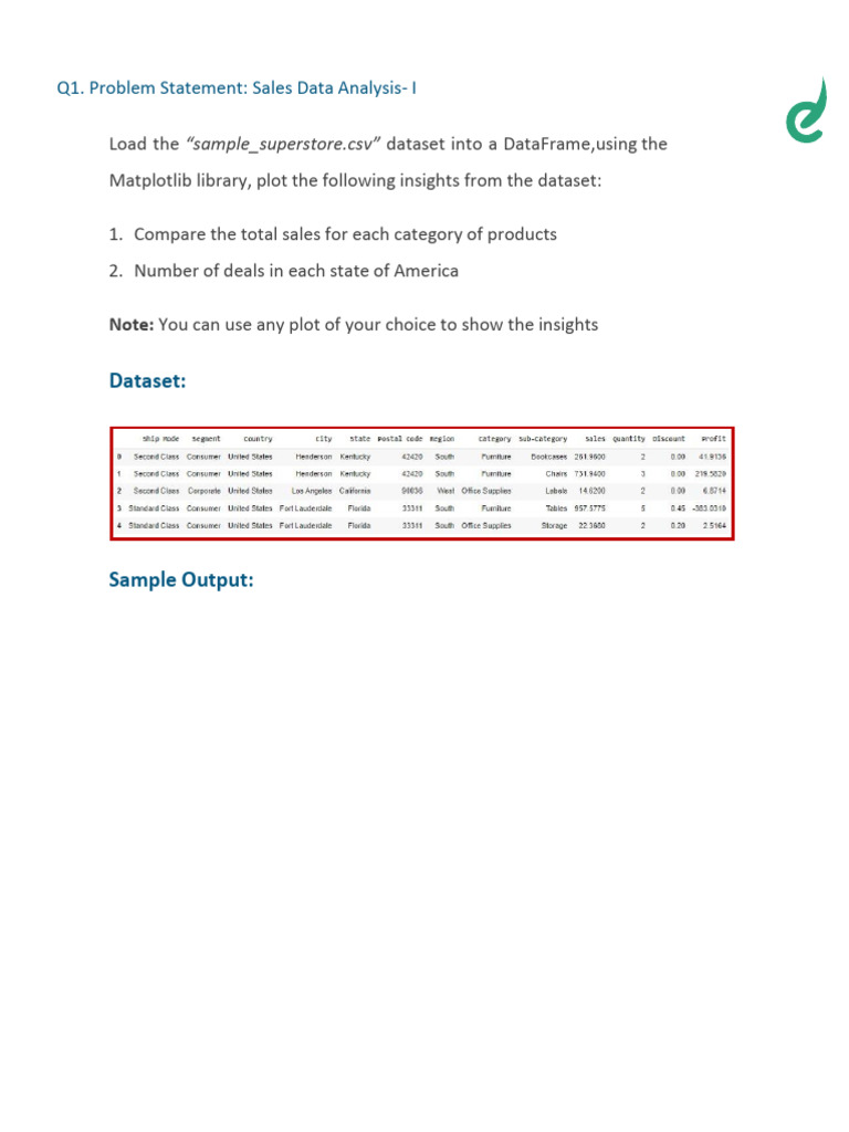 Sales Data Analysis with Superstore CSV | PDF