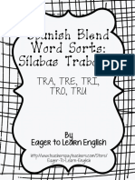 Spanish Blend Word Sorts: Sílabas Trabadas: T Ra, T Re, T Ri, T Ro, T Ru