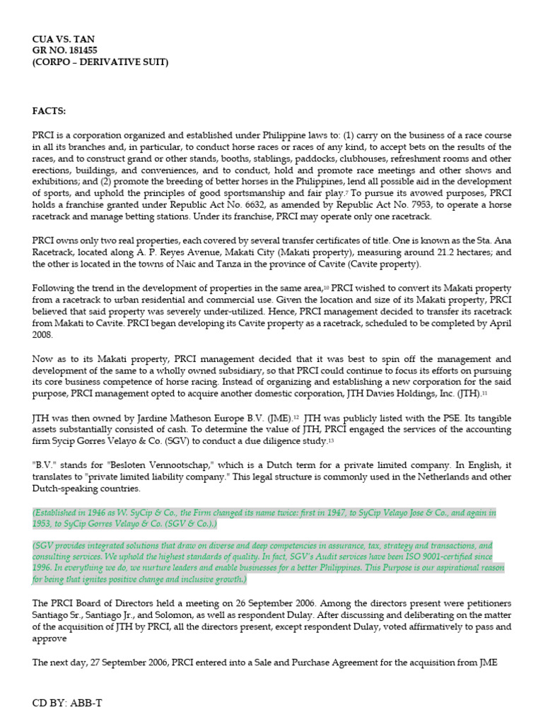 PRCI Derivative Suit Overview | PDF | Lawsuit | Injunction