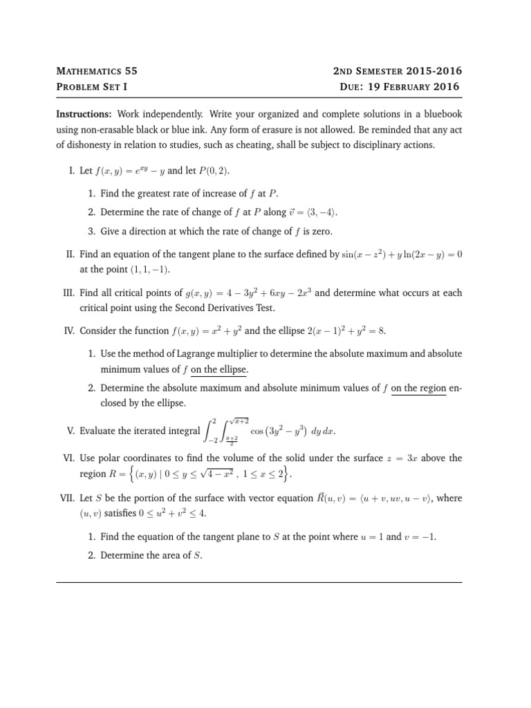 Math 55 PS1 | PDF